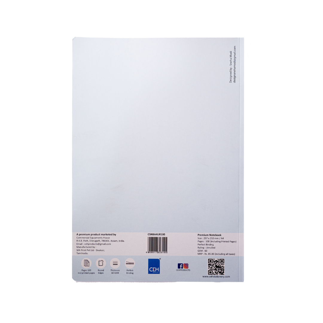 CEH| NOTEBOOK | A4 (297mmx210mm) | 60 GSM | 100 pages | Unruled
