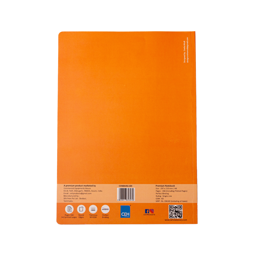 CEH| NOTEBOOK | A4 (297mmx210mm) | 60 GSM | 184 pages | Ruled