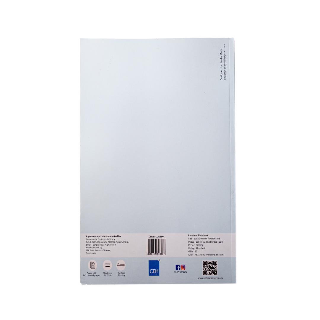 CEH Premium Notebook | Super Long I Size 215x340 | 60 GSM |160 pages | Unruled
