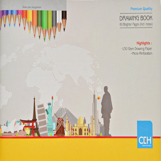 CEH STATIONERY | PREMIUM DRAWING BOOK | SIZE 210x297 | A4 | 40 PAGES | 130 GSM | PLAIN